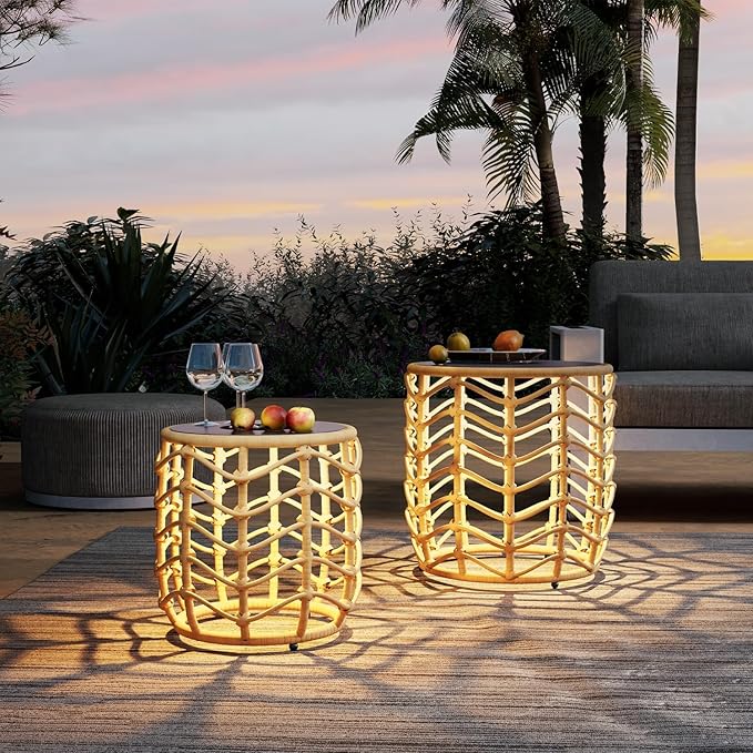 Day‑to‑Night Solar Backyard Tables (Set of 2)
