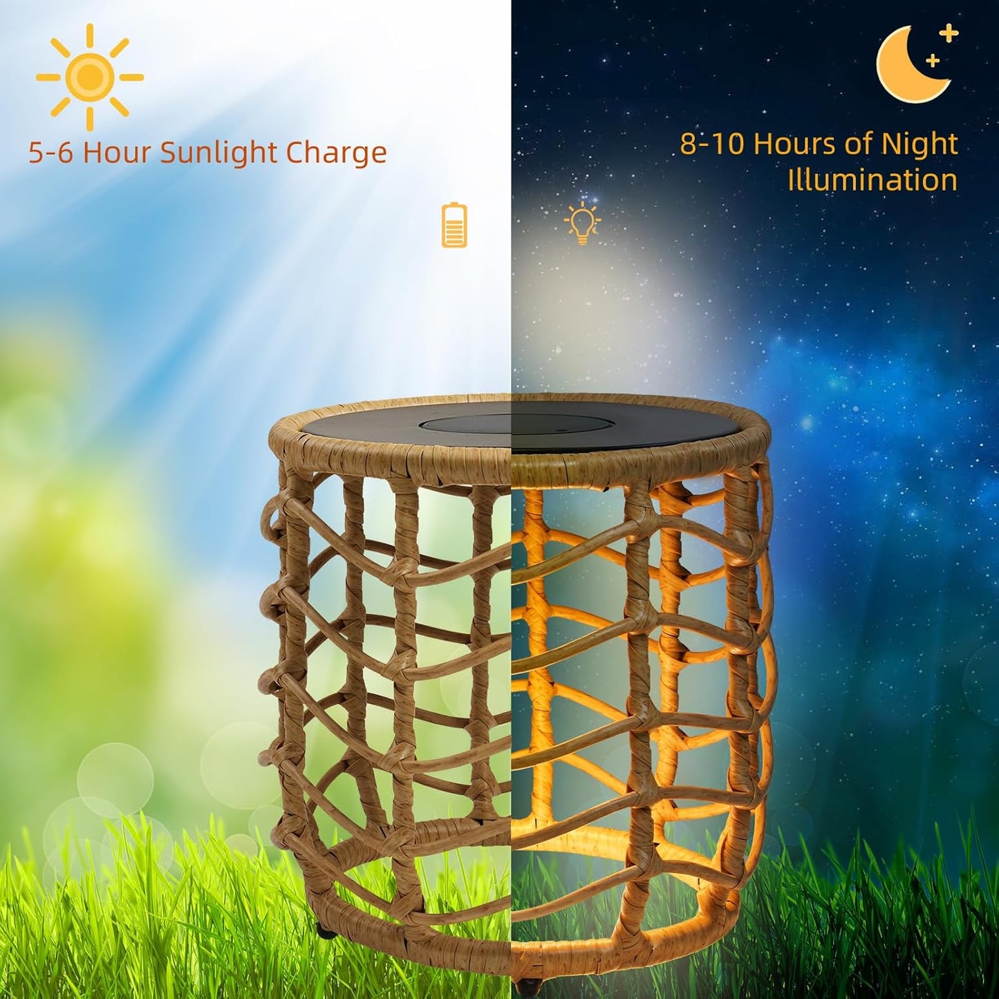 Day‑to‑Night Solar Backyard Tables (Set of 2)