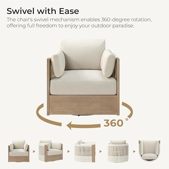 BohoSwivel Rattan Patio Chair