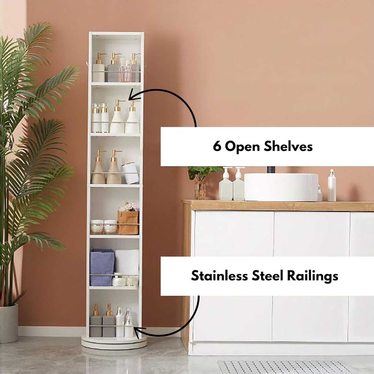 SpinMirror Rotating Bathroom Storage Cabinet
