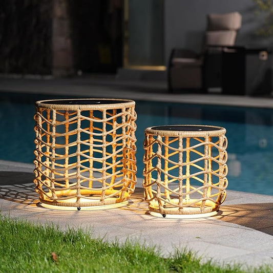 Day‑to‑Night Solar Backyard Tables (Set of 2)