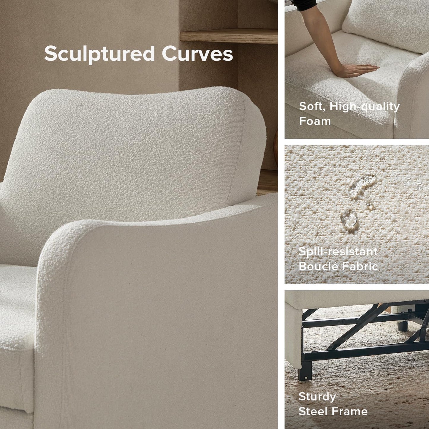 Bouclé Bliss Convertible Sofa-Chair