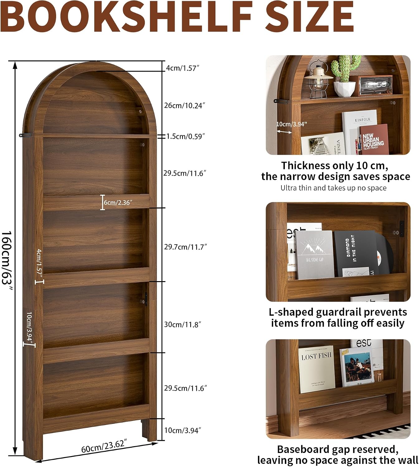 SlimArc 5-Tier Bookshelf
