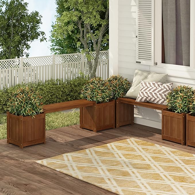 BloomSeat Garden Bench with Planters