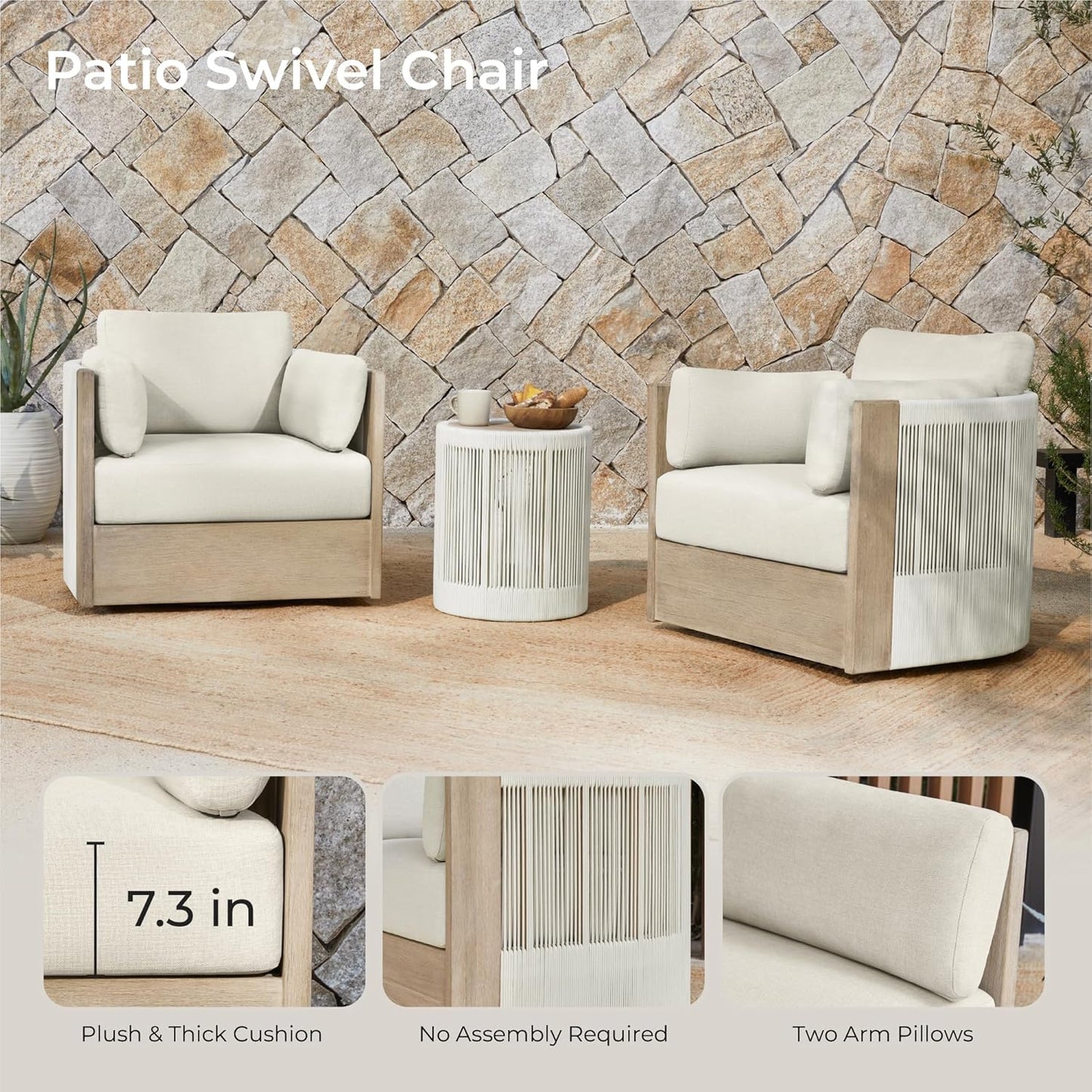 BohoSwivel Rattan Patio Chair