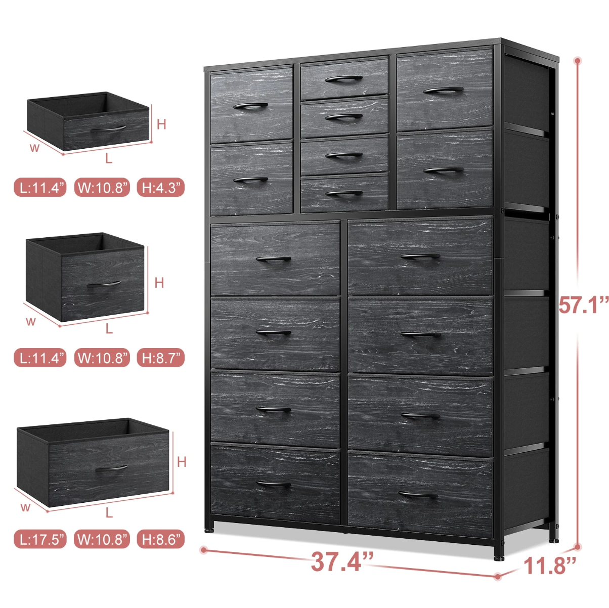 DresserMax 16-Drawer Storage