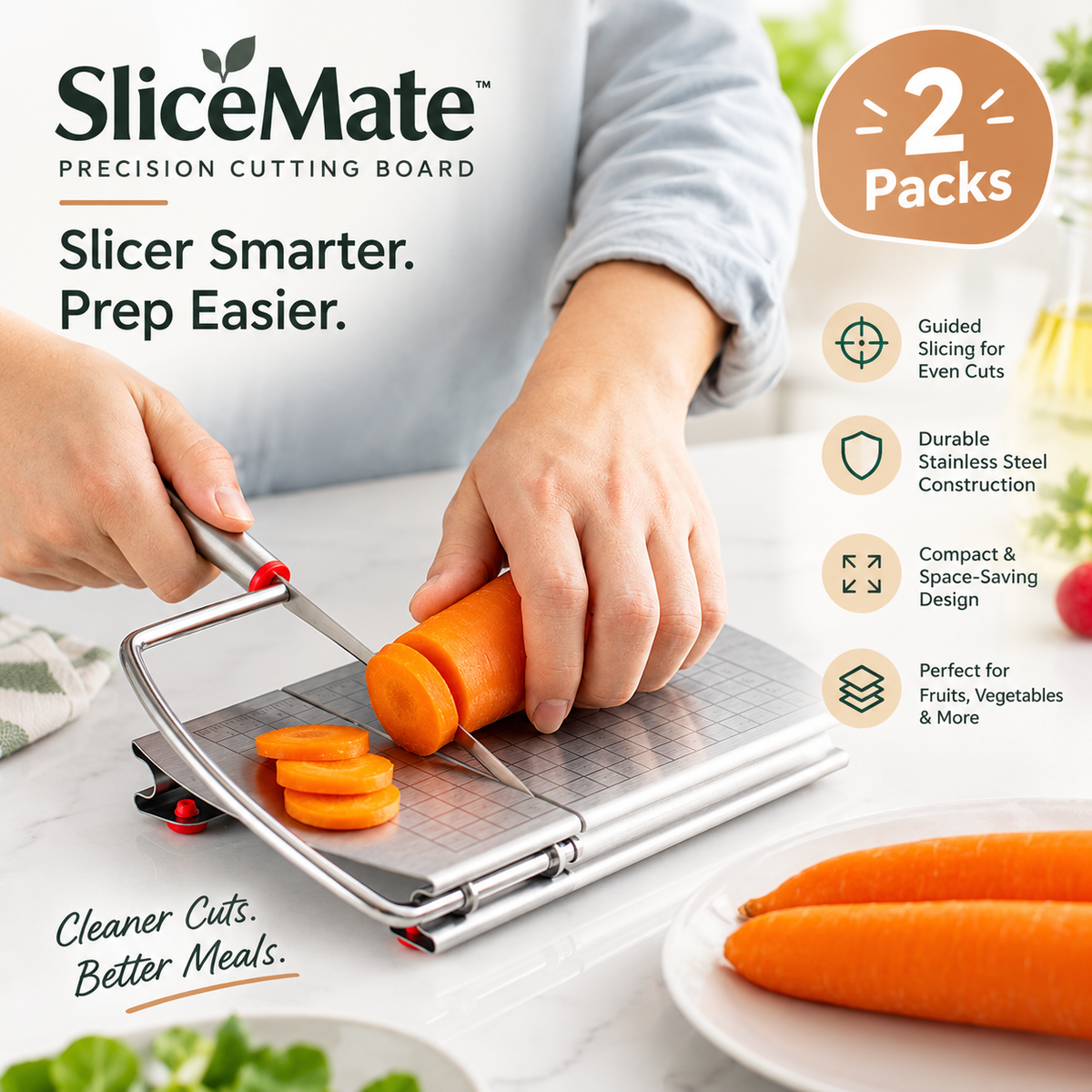 SliceMate Precision Cutting Board - 2 Packs