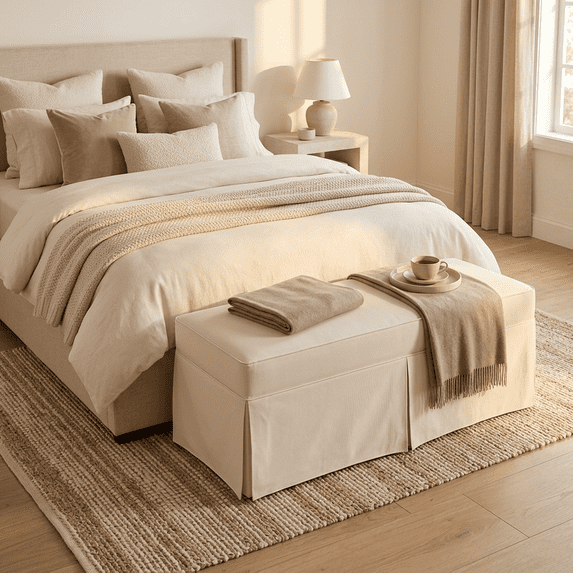 CasaBelle Skirted Storage Bench