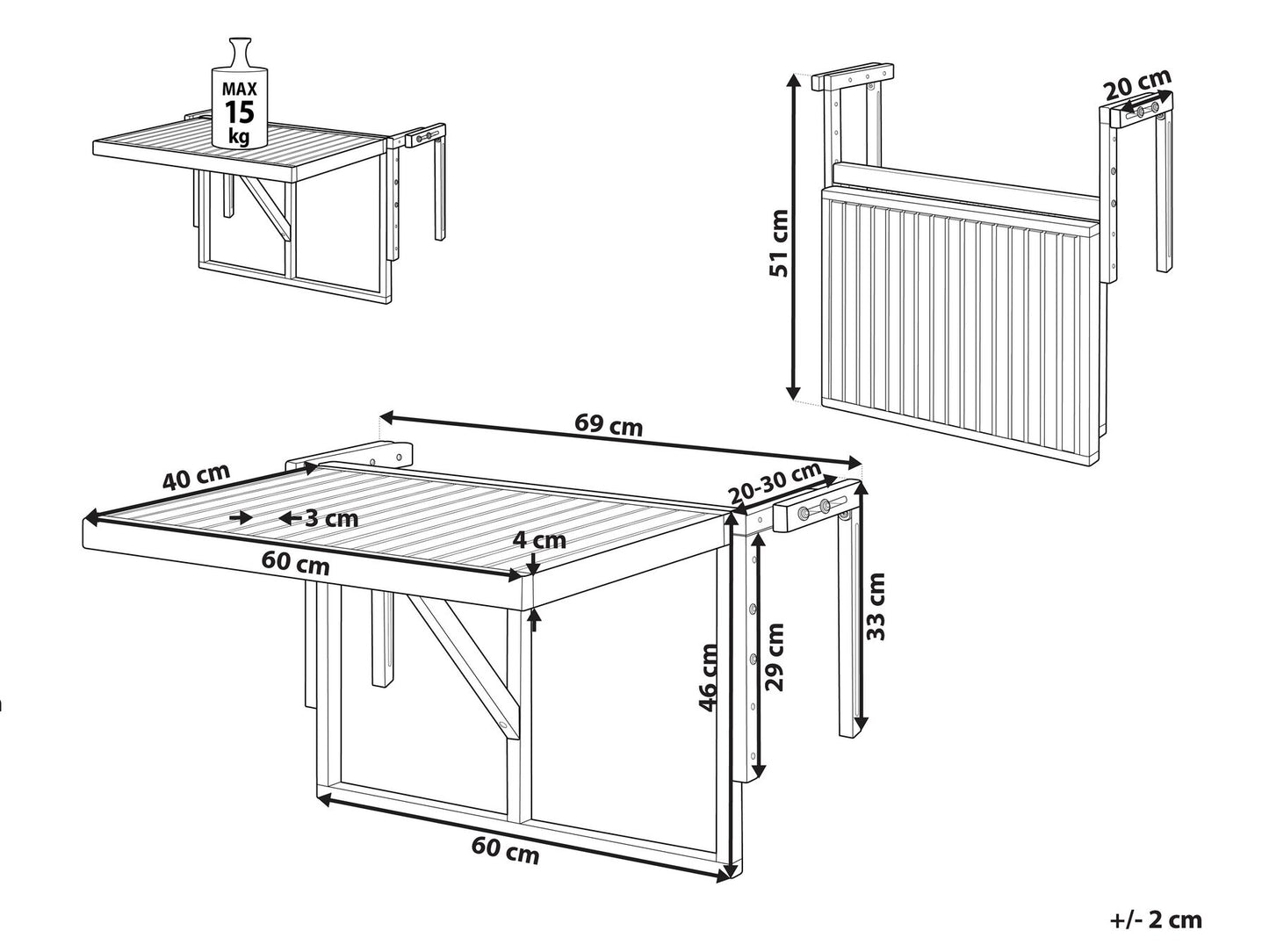 Foldable Balcony Table
